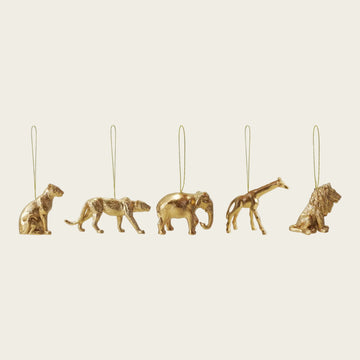 Resin Safari Animal Ornament, Gold Finish, 5 Styles