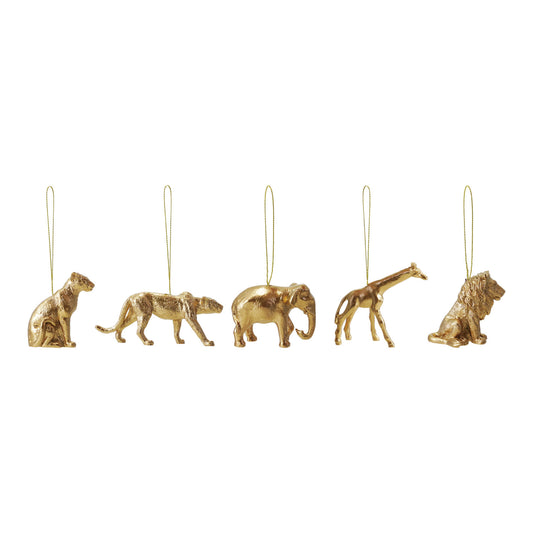 Resin Safari Animal Ornament, Gold Finish, 5 Styles