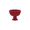 Red Stoneware Footed Scalloped Bowl