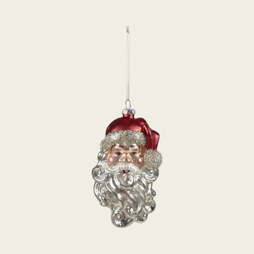 Hand-Painted Mercury Glass Santa Ornament