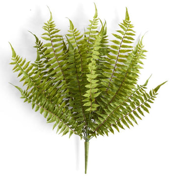 Green fern spray by Nearly Natural on a white background.
