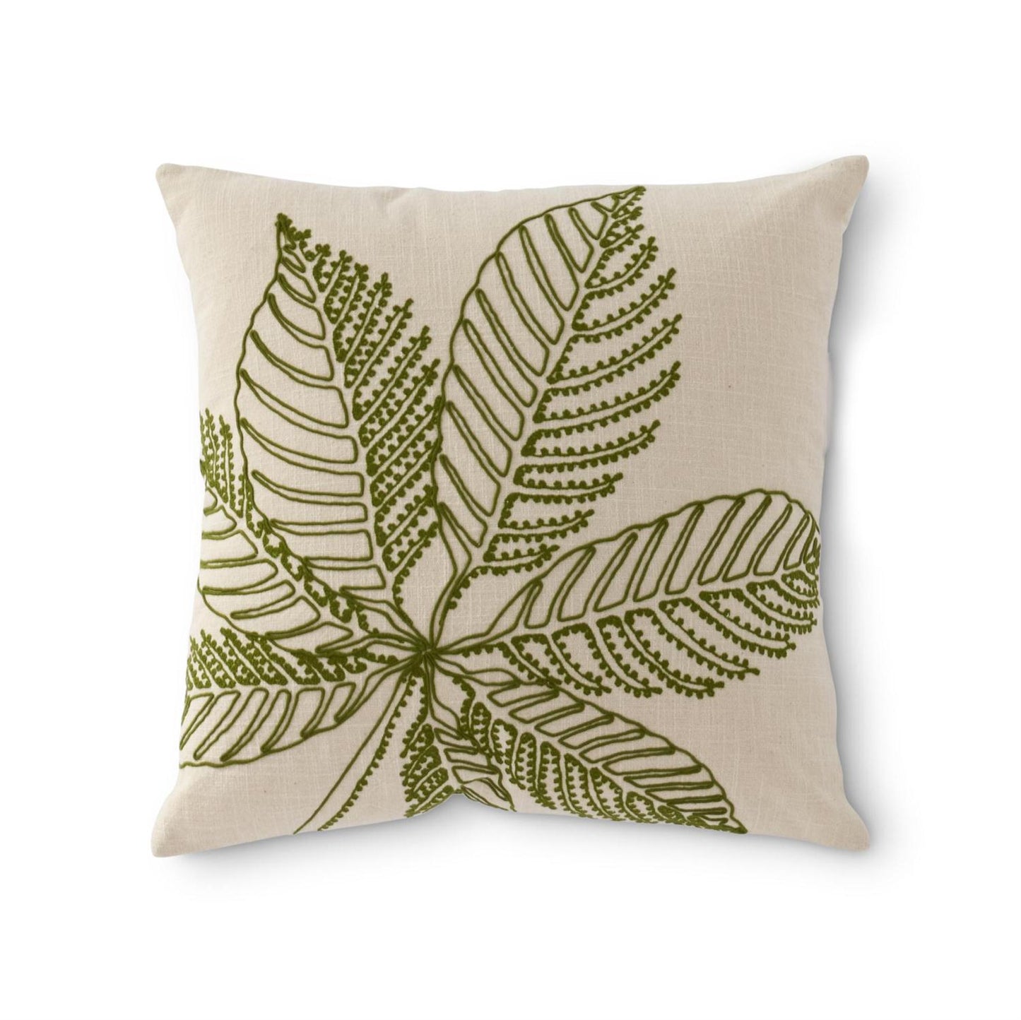 20" Embroidered Leaf Pillow