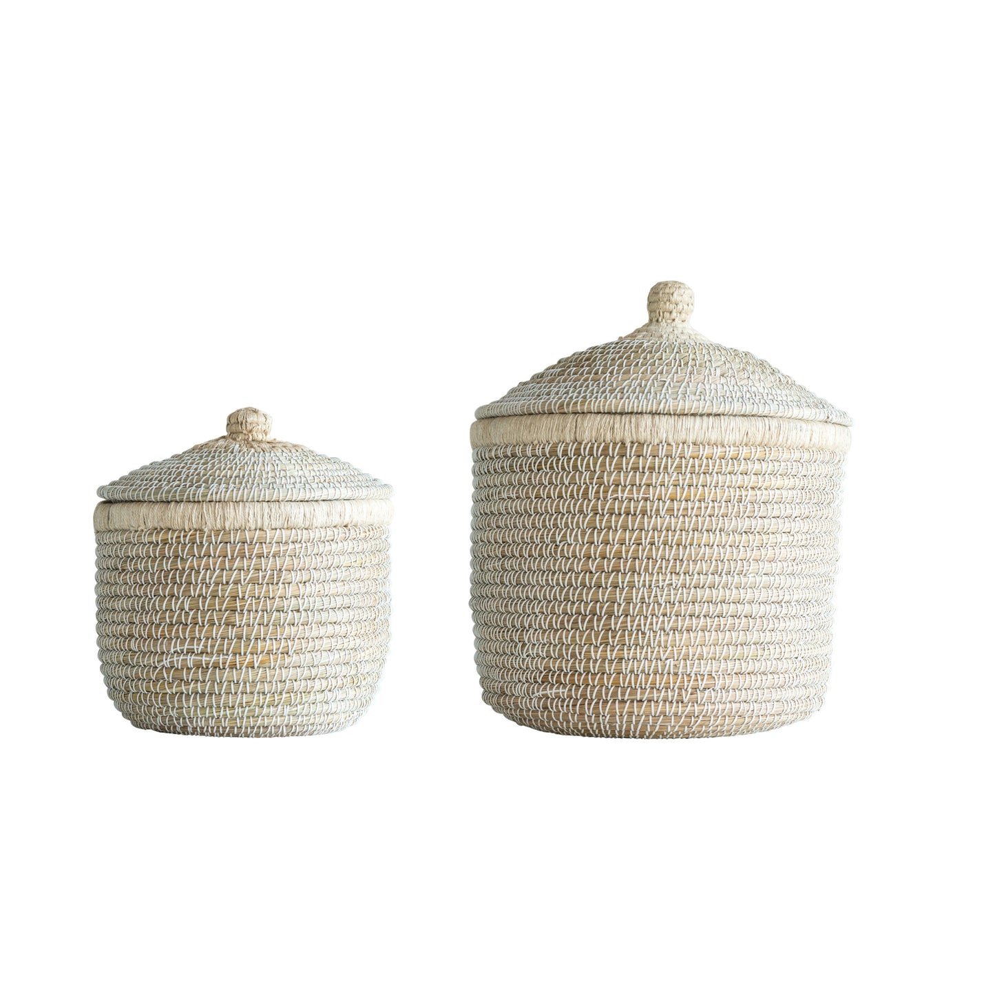 Woven Seagrass Basket with Lid - 2 Sizes