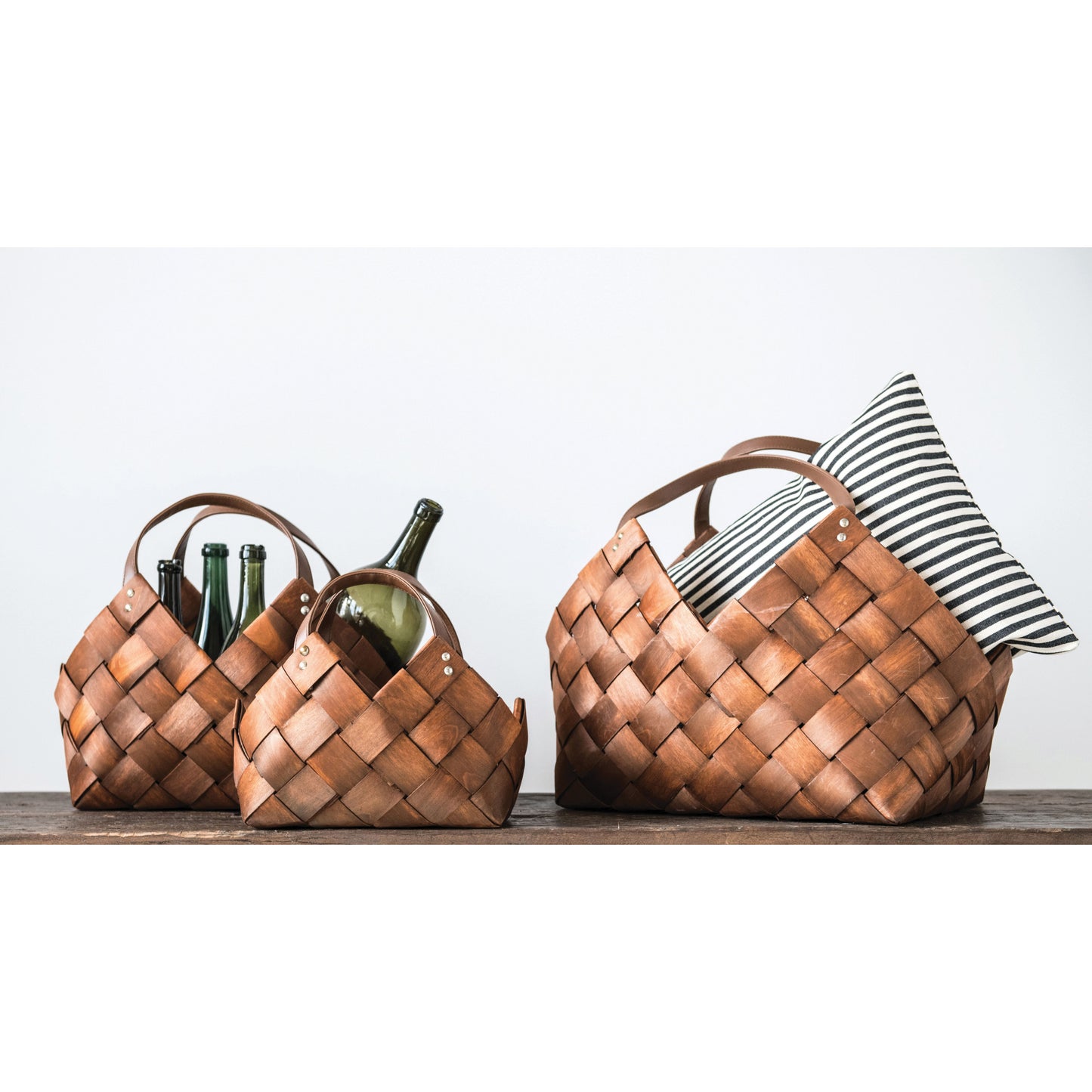 Woven Baskets with Handles - 3 Sizes