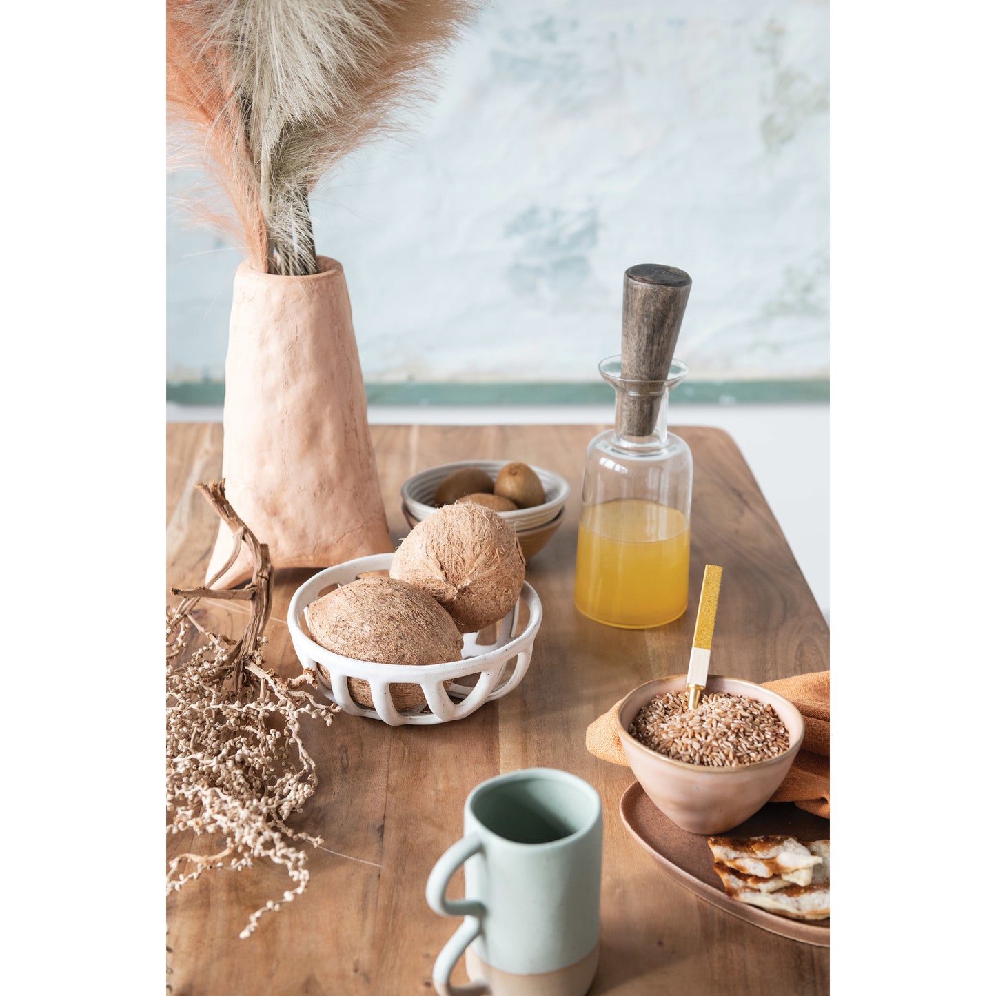 Tall Glass Decanter with Mango Wood Stopper