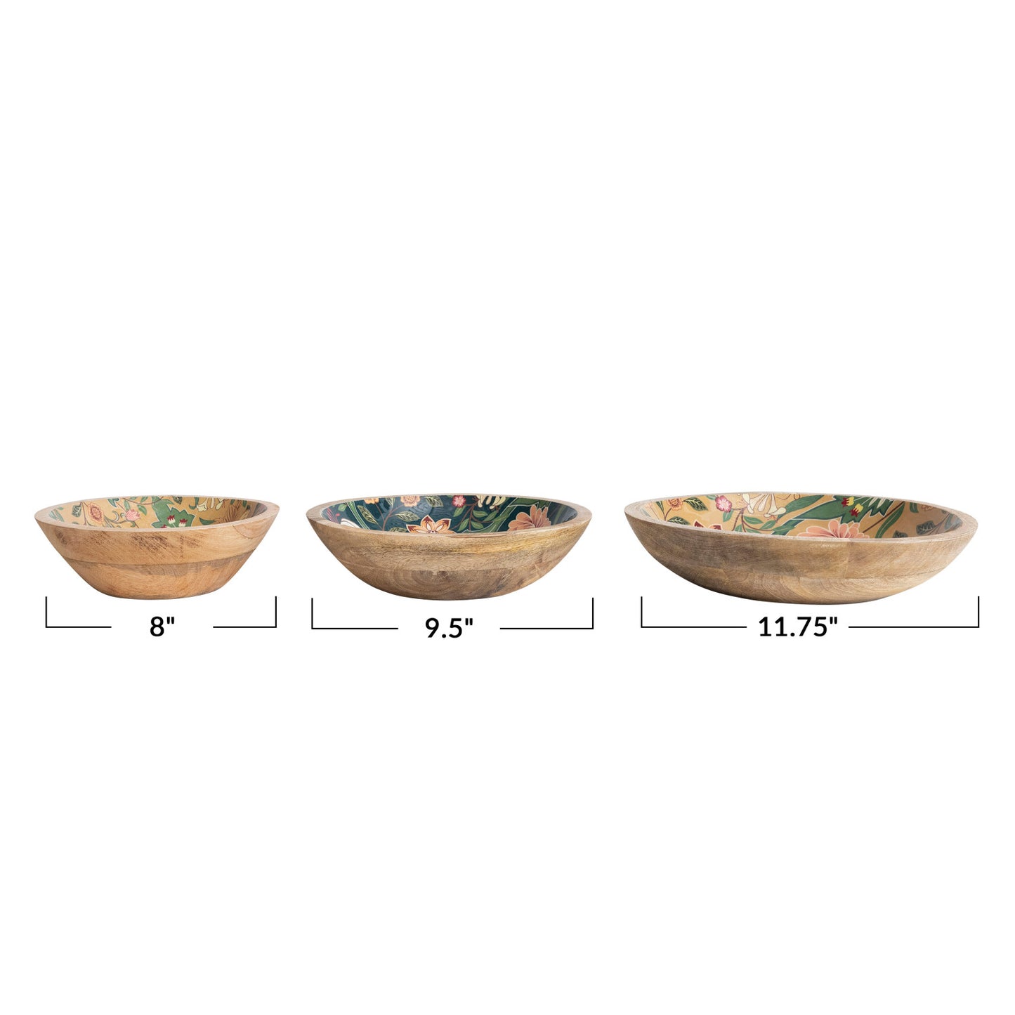 Floral Mango Wood Bowls - 3 Sizes